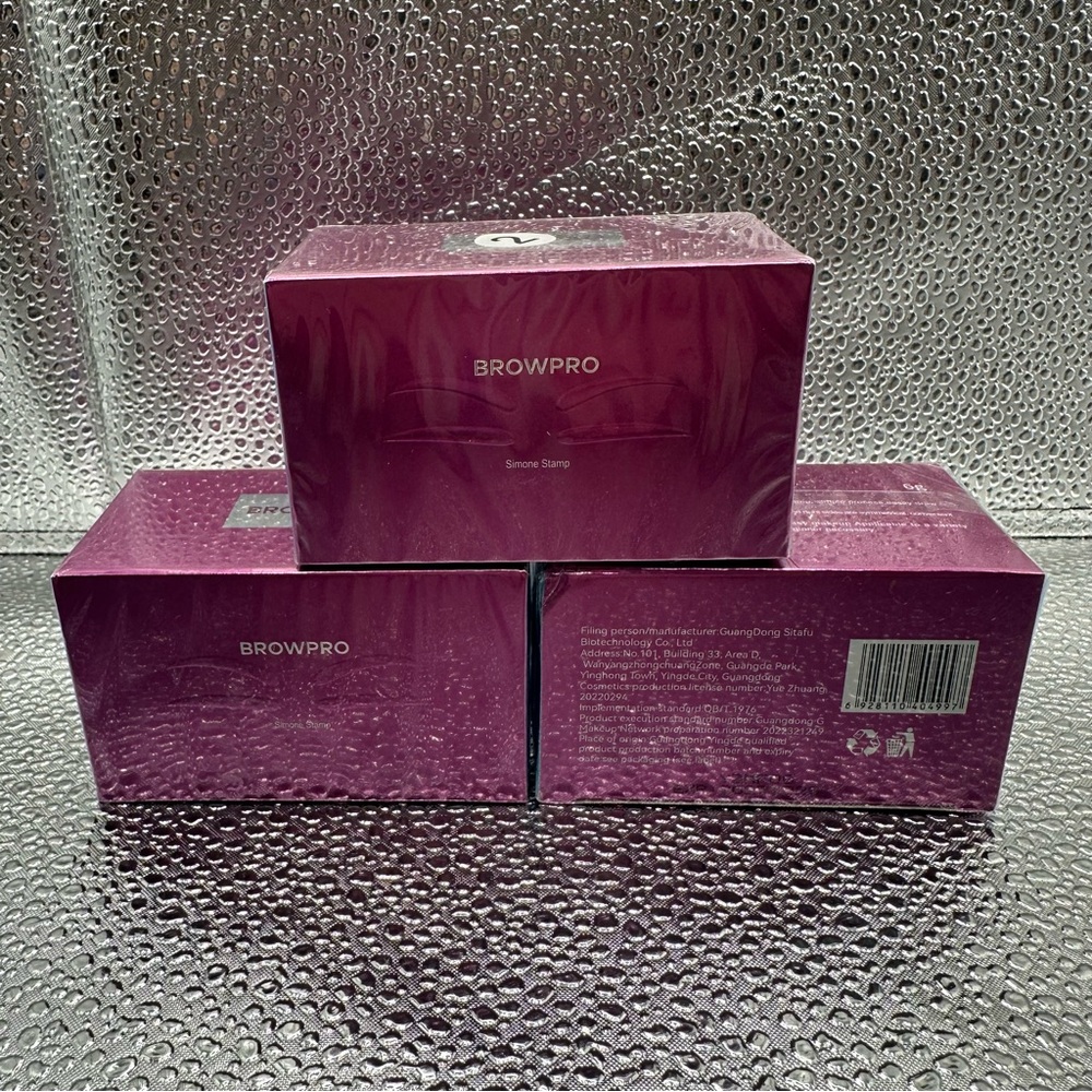 Lot 3 Browpro Eyebrow Simone Stamp‎ #2 Natural Looking Light Brown (Unibrow) NEW